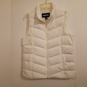 Lands'‎ End Women's Ivory Puffer Down Filled Vest Sz M/T 10-12